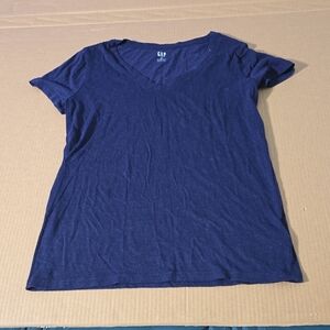 GAP Women's Deep Blue V-Neck Short Sleeve Tee